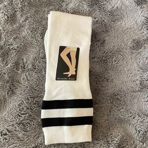White & Black Over-the-Knee Socks - Classic Sport Stripe